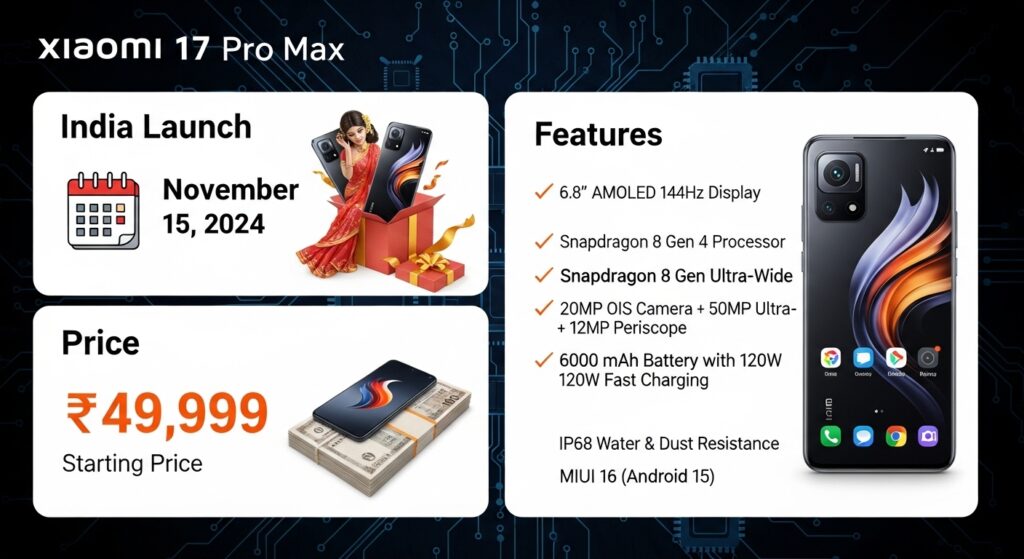 Xiaomi 17 Pro Max Full Details: India Launch, Price & Features