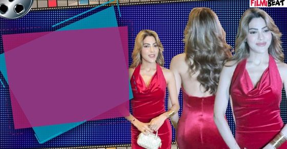 3763911604 bb 14 fame nikki tamboli looks so stunning in red backless gown as she spotted in the cit